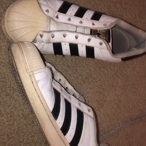 adidas super star with gold stamping